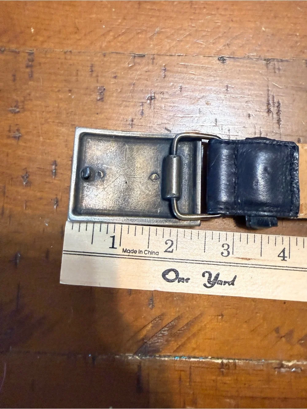American Angel Black Leather Belt with Angel Buckle size Small